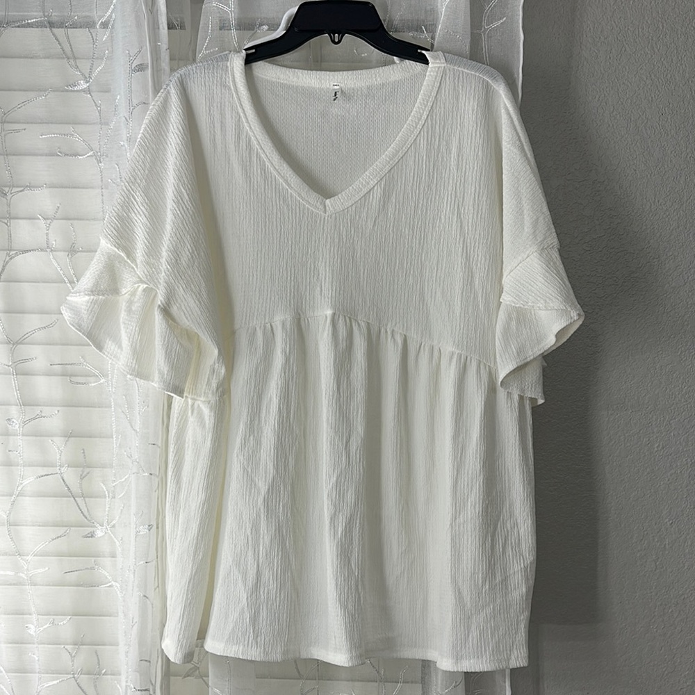 White Dolman Sleeve Boxy Blouse